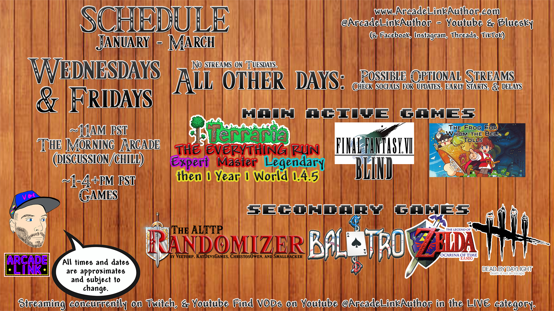 Schedule for January through March